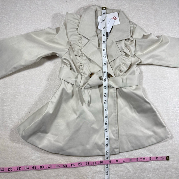 Three-Piece Girls Tahari Coat, Sleeveless Top, Leggings 3T Beige - Picture 10 of 13